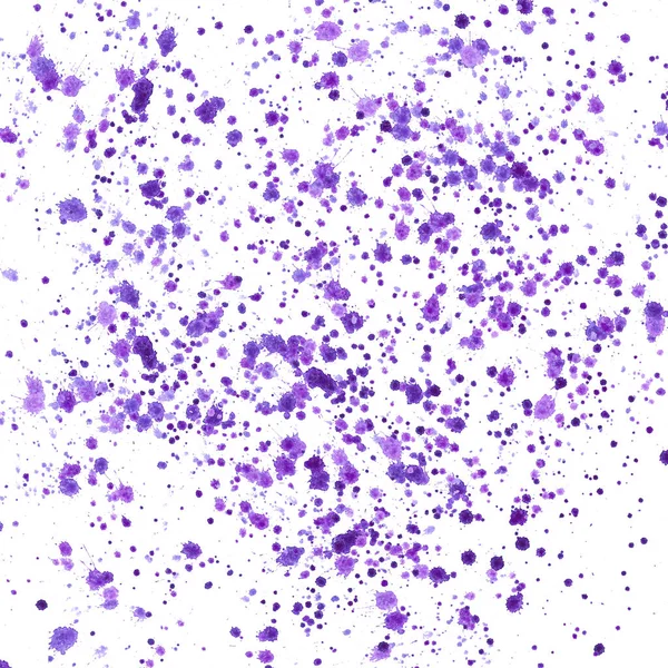 Brillantes salpicaduras violetas abstractas y gotas de patrón de boceto de mano acuarela —  Fotos de Stock