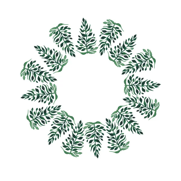 Όμορφη floral φυτικά κύκλο πράσινο γρασίδι σαν ένα δέντρο ακουαρέλα χέρι σκίτσο — Φωτογραφία Αρχείου