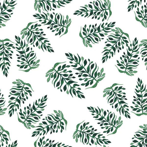 Schöne grafische Kräuterflorale Muster von grünem Gras wie ein Baumkreis Aquarell Handskizze — Stockfoto