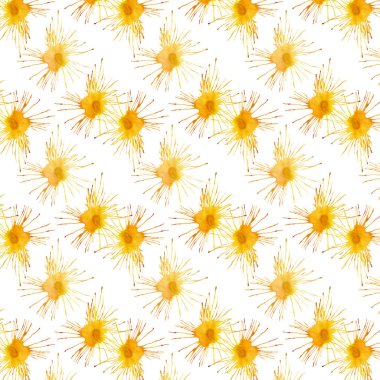 Parlak soyut sarı turuncu kadmiyum lekesi ve noktalar suluboya el illüstrasyon model