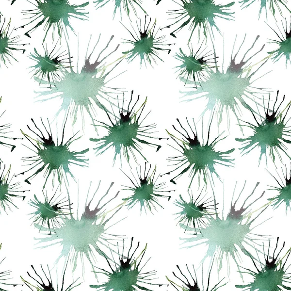 Piękny jasny piękny Artystyczny Abstrakcja Zielony szmaragd kadmu blot wzór akwarela ręcznie szkic — Zdjęcie stockowe