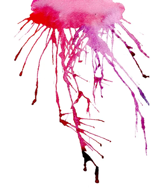 Lumineux belle abstrait artistique rouge rose cramoisi taches magenta et stries aquarelle croquis à la main — Photo