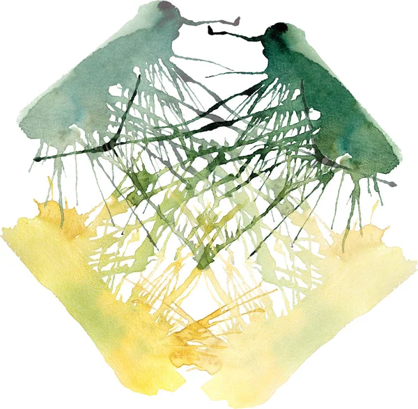 Helle schöne künstlerische abstrakte hellgelb grüne Flecken und Streifen diagonales Muster Aquarell Handillustration — Stockfoto