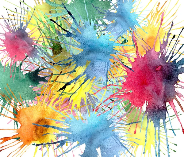 Mooie heldere grafische mooi abstract kleurrijk vlekken in een cirkel patroon aquarel hand illustratie — Stockfoto