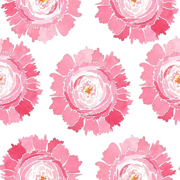 Belle composition florale tendre à base de plantes d'un motif pivoines roses aquarelle illustration à la main — Photo