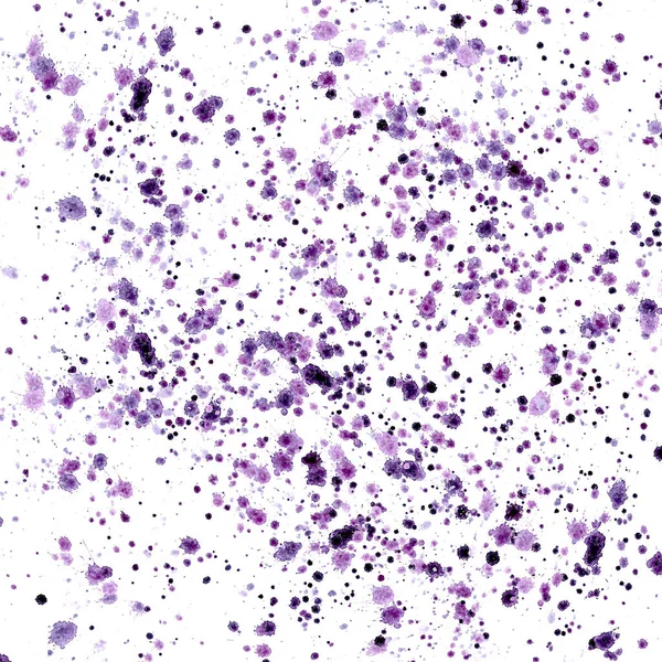 Heldere abstracte donker violet paars spatten en daalt patroon aquarel hand illustratie — Stockfoto