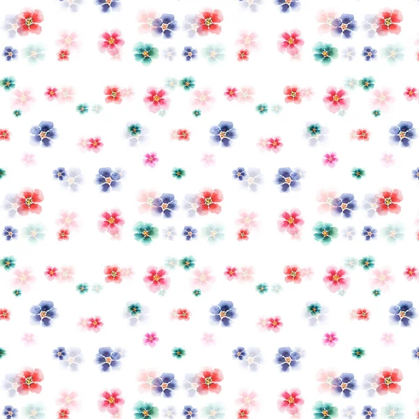 Anspruchsvolle zarte schöne florale Kräuter herrlich hell Frühling bunt Malvenmuster Aquarell Hand Illustration — Stockfoto
