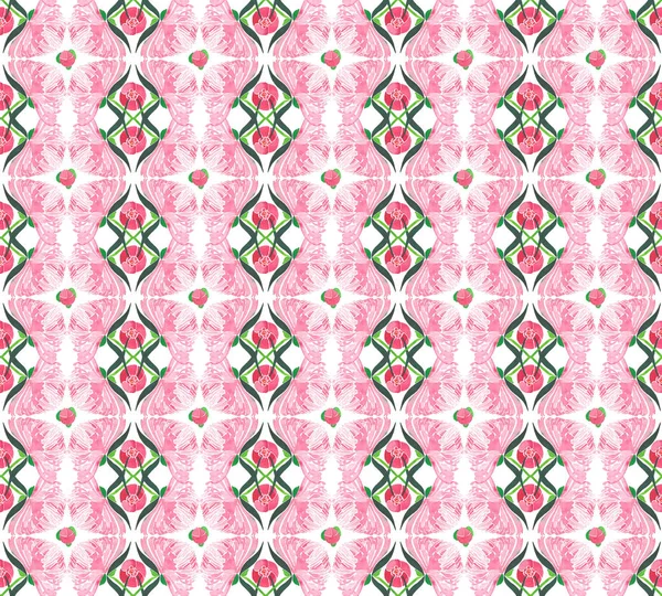 Sofisticado bela concurso herbal floral composição abstrata de um peônias rosa com padrão de folhas verdes aquarela esboço da mão — Fotografia de Stock