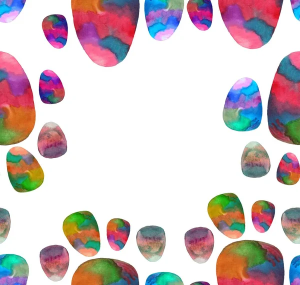 Illustration graphique abstraite colorée magnifique oeufs de Pâques cadre aquarelle main — Photo
