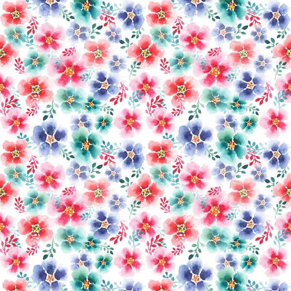 Sofisticado Primavera lindo maravilhoso concurso bonito floral herbal artístico lindo colorido malva padrão aquarela mão ilustração — Fotografia de Stock
