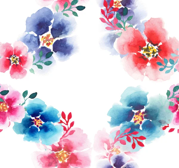 Adorável bonito sofisticado concurso bonito floral herbal artístico lindo colorido malva com folhas coloridas composição aquarela mão ilustração — Fotografia de Stock