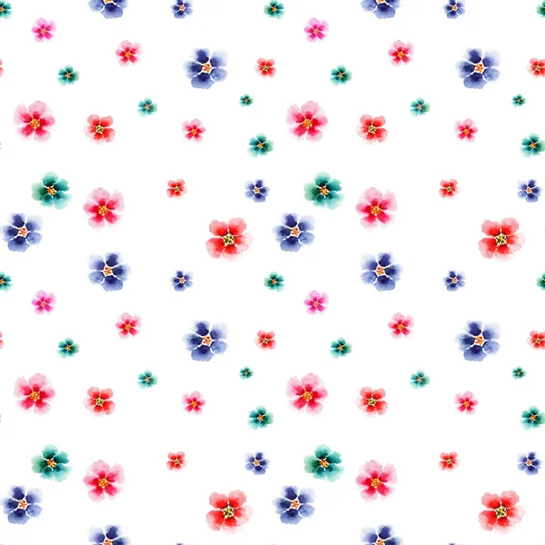 Sophisticated tender beautiful floral herbal gorgeous bright cute spring colorful mallow pattern watercolor hand sketch — Stock Photo, Image