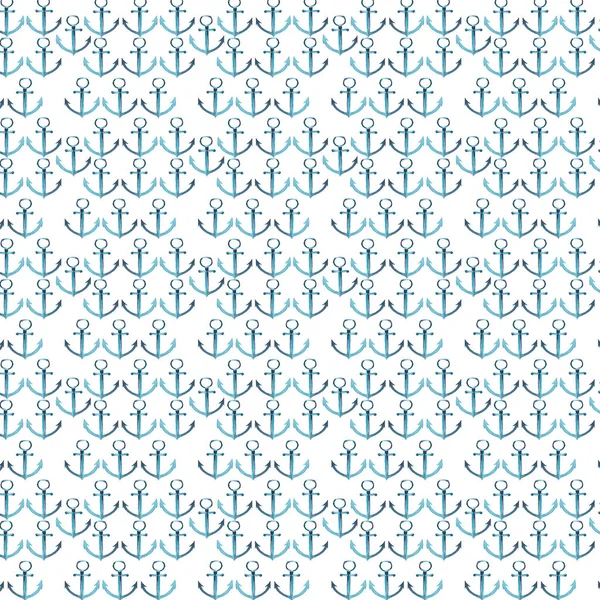 Красивый художественный графический прекрасный милый летом море свежие морские синие якоря акварель руку иллюстрации — стоковое фото