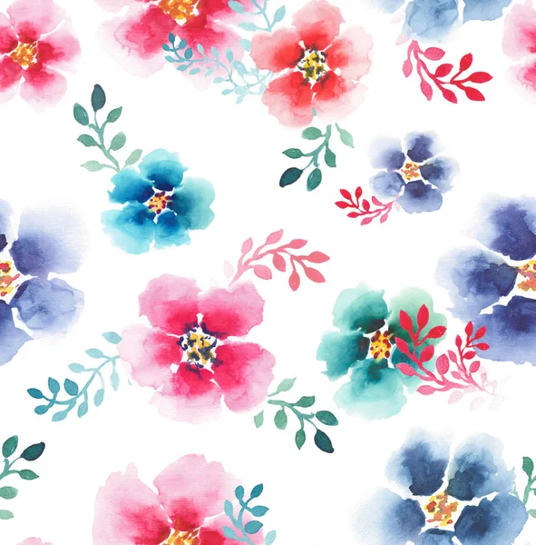 洗練された柔らかい美しい花ハーブ芸術的な豪華なカラフルなアオイ科の植物色鮮やかな葉と縞パターン水彩手図 — ストック写真