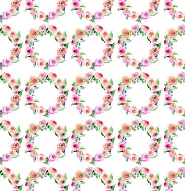 Güzel harika bitkisel çiçek bahar tomurcukları ile renkli kır çiçekleri ve çelenk desen suluboya el illüstrasyon yeşil yaprakları