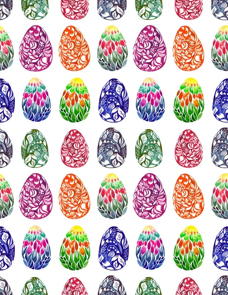 Bright lovely cute abstract artistic sophisticated colorful abstract graphic beautiful gorgeous lovely floral herbal Easter eggs pattern watercolor hand sketch — Stock Photo, Image