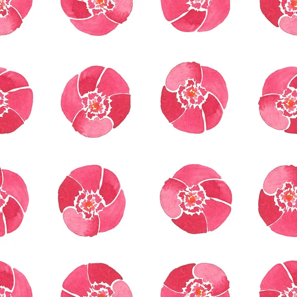 Belle sophistiqué lumineux abstrait tendre motif floral printemps graphique d'une pivoines roses avec motif feuilles vertes aquarelle illustration à la main — Photo