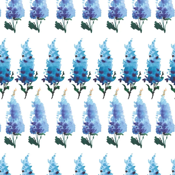 Hermoso maravilloso magnífico brillante tierno suave floral herbario primavera coloridos delfinos ubicados verticalmente patrón acuarela mano boceto —  Fotos de Stock