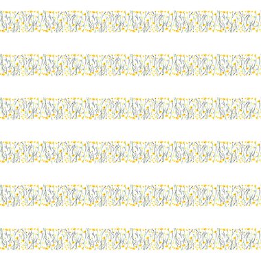 Zarif yumuşak ihale hassas güzel parlak çiçek bahar renkli sarı çayır çiçek tomurcukları ve satırları desen suluboya el kroki bırakır