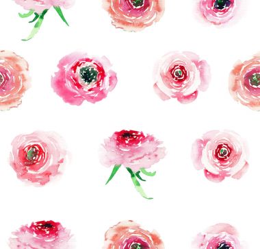 İhale zarif sofistike harika güzel çiçek bitkisel bahar renkli kır çiçekleri gül tomurcukları desen suluboya el çizim ile