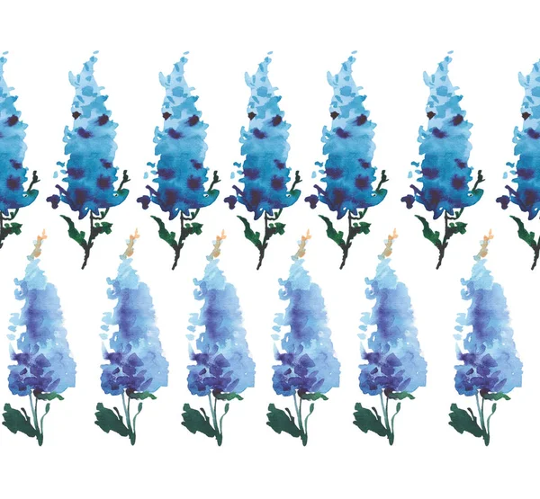 Maravilloso sofisticado magnífico brillante tierno suave floral herbal primavera coloridos delfinos ubicados verticalmente patrón acuarela mano boceto —  Fotos de Stock