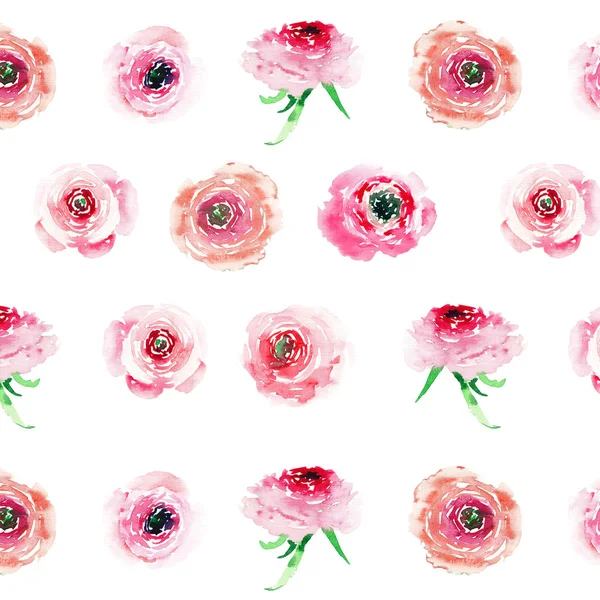 Anbud elegant sofistikerade Fantastiskt härlig blommig växtbaserade våren färgglada blommor rosor med knoppar grupp mönster akvarell hand skiss — Stockfoto