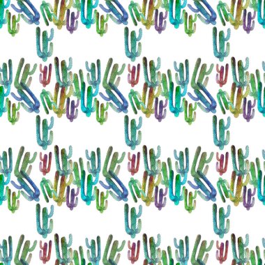 Güzel şirin çok güzel harika Meksikalı hawaii tropikal çiçek bitkisel yaz yeşil desen renkli kaktüs desen boya çocuk kalem ve suluboya el şekilde gibi