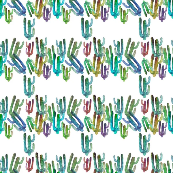 Όμορφη χαριτωμένο υπέροχο Εξαιρετικό μεξικάνικο Χαβάη τροπικό φλοράλ φυτικά καλοκαίρι πράσινο μοτίβο από ένα χρώμα μοτίβου πολύχρωμος κάκτος σαν παιδί ακουαρέλα και στυλό χέρι εικονογράφηση — Φωτογραφία Αρχείου