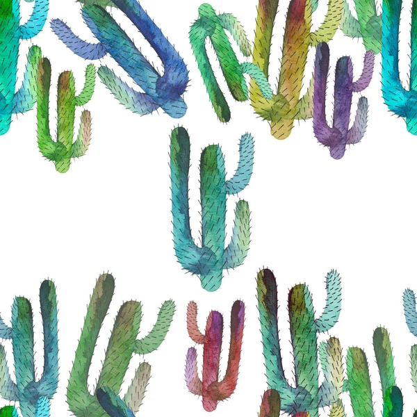 Hermoso lindo encantador maravilloso hawaii mexicano tropical floral verano verde patrón de un patrón de cactus colorido pintura como acuarela infantil e ilustración mano pluma — Foto de Stock