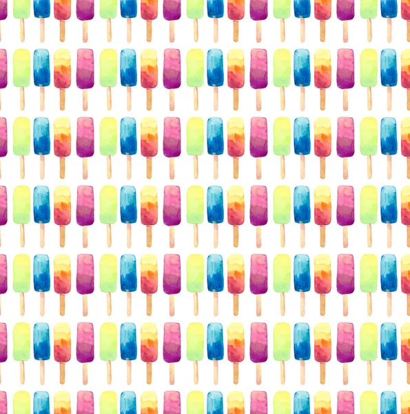 Mooie heldere kleurrijke heerlijke smakelijke lekker leuke zomerse dessert koud vers bevroren SAP verticale patroon aquarel hand illustratie — Stockfoto