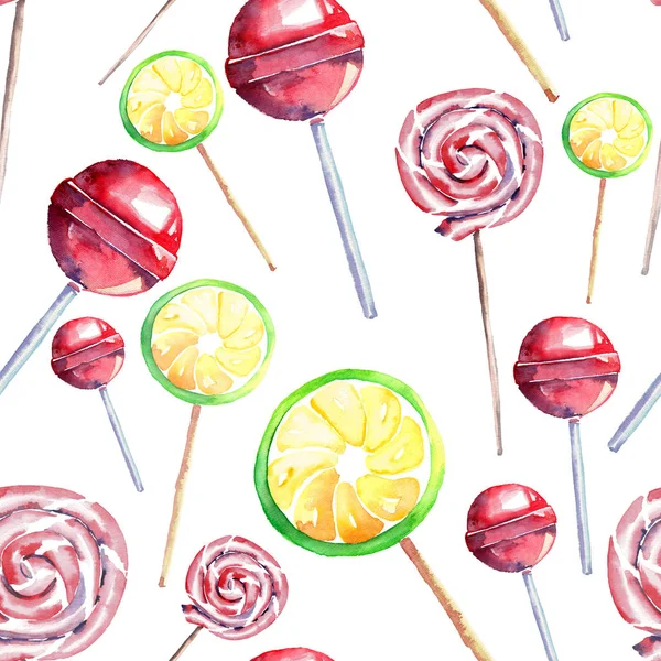 Schöne helle bunte köstliche leckere leckere süße Sommer Dessert Bonbons auf einem Stick diagonalen Muster — Stockfoto