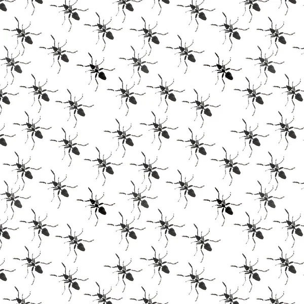 Belle graphique graphique abstrait mignon beau motif diagonal de fourmis noires aquarelle illustration à la main — Photo