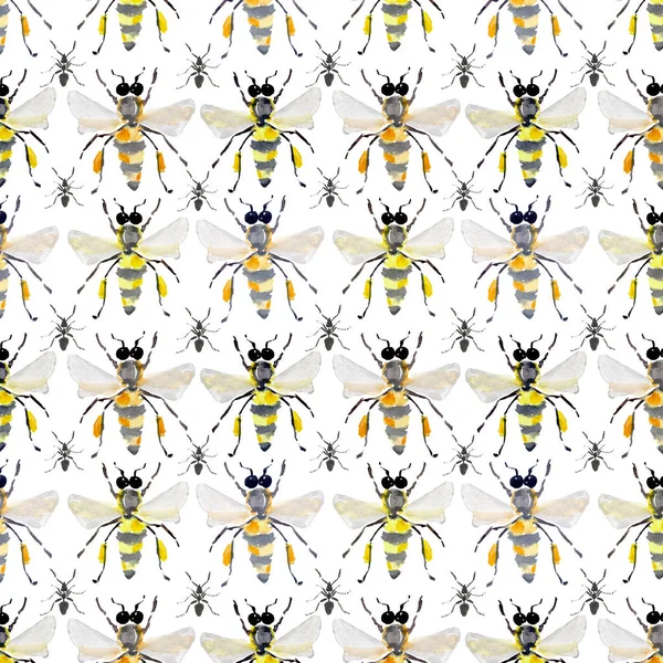 Hermoso gráfico brillante abstracto lindo encantador artístico vintage verano colorido patrón vertical de miel abejas acuarela mano boceto — Foto de Stock