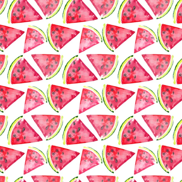 Mooie prachtige heldere kleurrijke heerlijke smakelijke lekker rijpe sappige schattige mooie rode zomer vers dessert segmenten van watermeloen patroon — Stockfoto