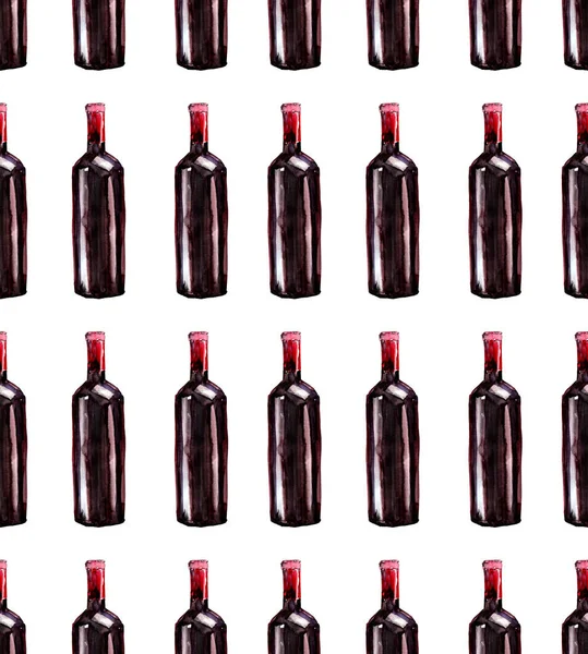 Jasny piękny Abstrakcja graficzny piękny Znakomity Ładna pyszne smaczne pyszne lato butelki czerwonego wina wzór akwareli ręka ilustracja — Zdjęcie stockowe