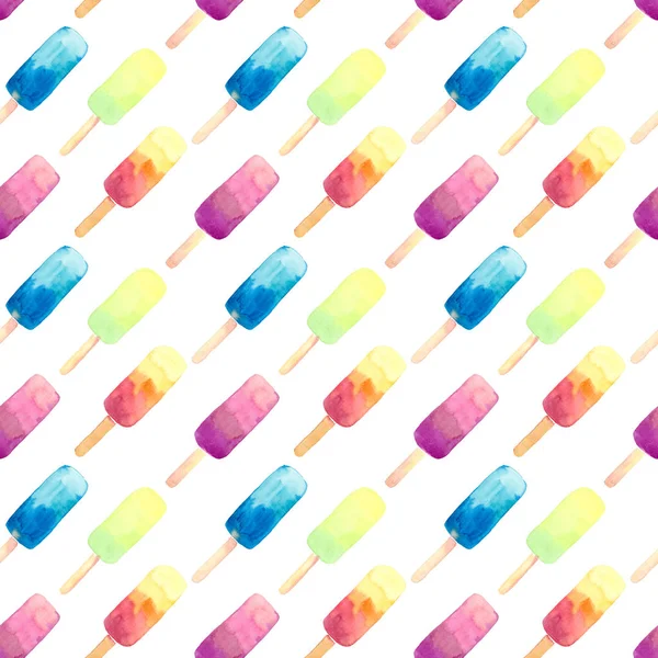 Beautiful bright colorful delicious tasty chocolate yummy cute summer dessert frozen juice diagonal pattern watercolor hand illustration — Stock Photo, Image
