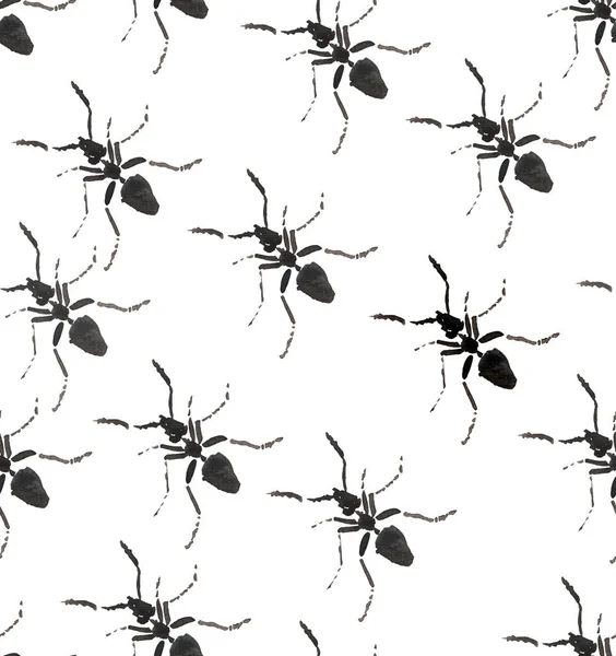 Bela brilhante gráfico abstrato bonito adorável diagonal padrão de formigas pretas aquarela mão ilustração — Fotografia de Stock