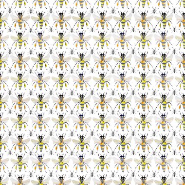 Güzel parlak grafik soyut şirin güzel sanatsal vintage yaz renkli dikey ışıma bal arıları ve siyah karıncalar suluboya el kroki