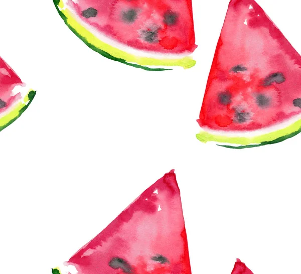 Mooie prachtige heldere kleurrijke heerlijke smakelijke lekker rijpe sappige schattige mooie rode zomer vers dessert segmenten van watermeloen — Stockfoto