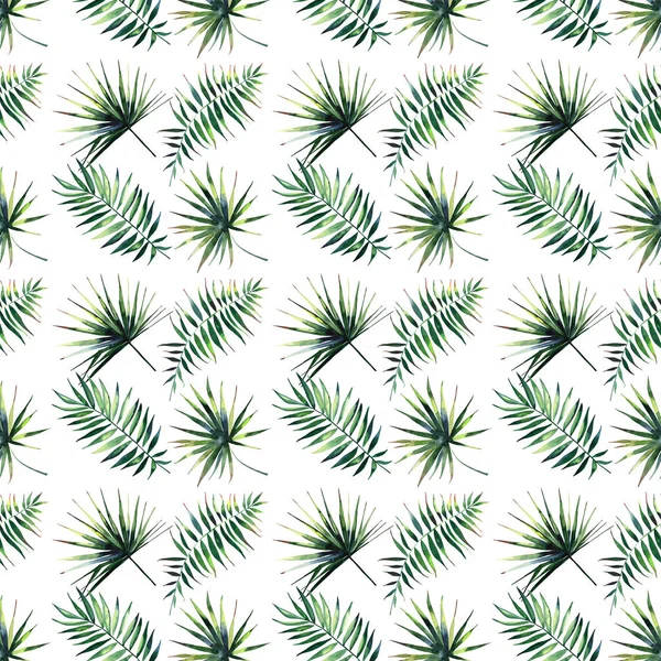 Schöne grüne tropische niedlich schöne wunderbare Hawaii Blumen Kräuter Sommer Muster einer Palme Aquarell Hand Illustration — Stockfoto