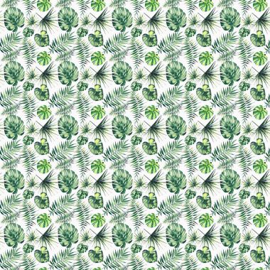 Parlak güzel yeşil bitkisel tropikal harika hawaii çiçek yaz desen bir tropic suluboya el illüstrasyon palms