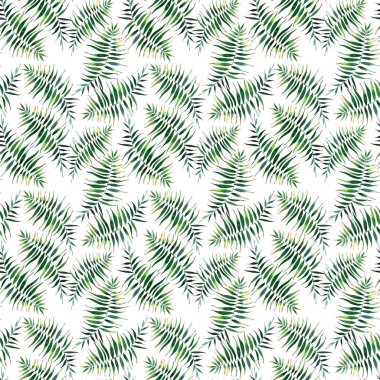 Güzel yeşil tropikal tatlı güzel harika hawaii çiçek bitkisel yaz desen bir avuç içi suluboya el çizimi