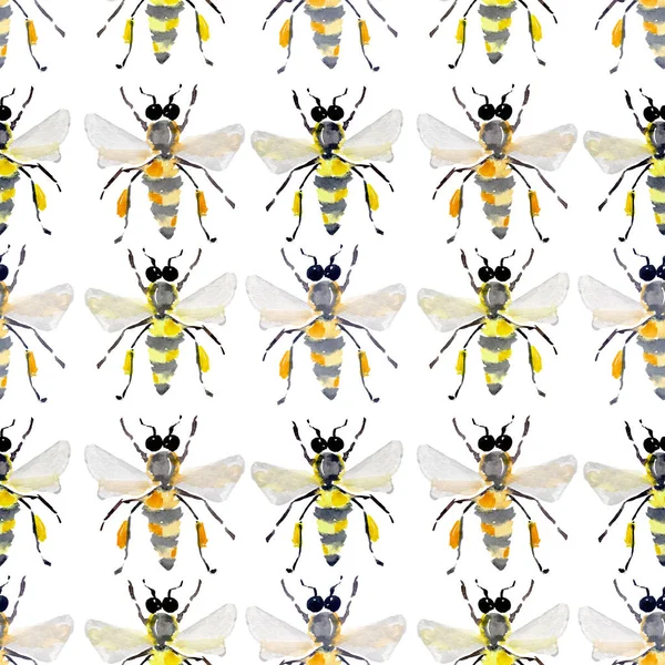Bella grafica luminosa astratto carino bella artistica vintage estate colorato modello verticale di miele api acquerello mano illustrazione — Foto Stock