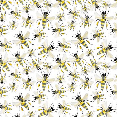 Güzel parlak grafik soyut şirin güzel yaz renkli desen bal arıları suluboya el şekil