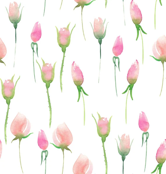 ピンクのバラは美しい繊細な柔らかいかわいいエレガントな素敵な花のカラフルな春夏芽し、葉の花束水彩手図 — ストック写真