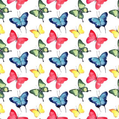 Güzel şirin sofistike muhteşem harika ihale nazik bahar renkli desen suluboya el illüstrasyon kelebek