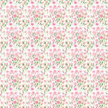 Güzel hassas ihale şirin zarif güzel çiçek renkli bahar yaz pembe ve kırmızı gül tomurcukları ve yaprakları buket suluboya el çizim ile