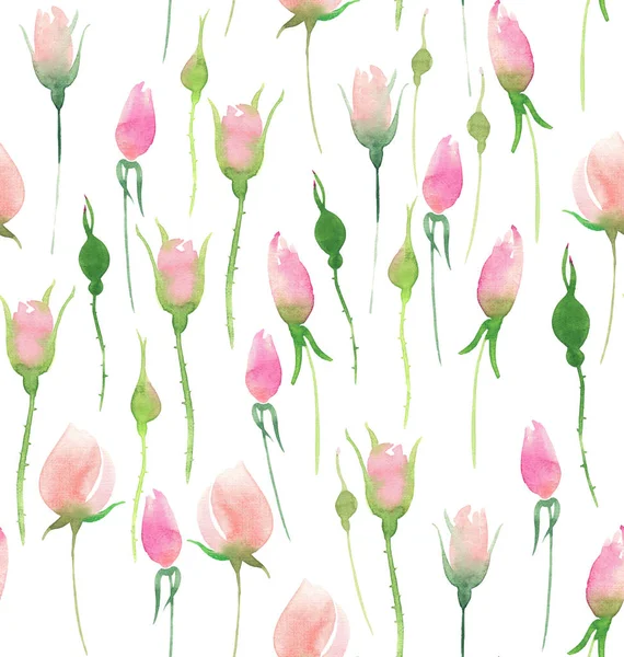 Piękne, delikatne przetargu cute elegancki piękny kwiatowy colorful wiosna lato różowe i czerwone róże z pąków i liści dłoń akwarela bukiet ilustracja — Zdjęcie stockowe