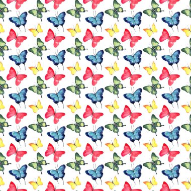 Güzel şirin sofistike muhteşem harika ihale nazik bahar renkli desen suluboya el illüstrasyon kelebek