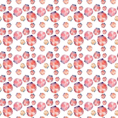 Parlak sevimli grafik güzel güzel harika yaz taze deniz plaj renkli deniz kabuklarını suluboya el illüstrasyon model. Tebrik kartı, tekstil tasarımı için mükemmel